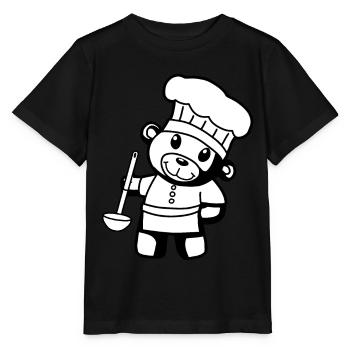 Chef amateur Art culinaire Teddy Bear Cook Soup Louche Ours à la louche - T-shirt bio MINI CREATOR Stanley/Stella Enfant - noir - Devant - Mikhail (115cm)