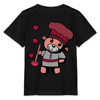 Chef amateur Art culinaire Teddy Bear Cook Soup Louche - T-shirt bio MINI CREATOR Stanley/Stella Enfant - noir - Devant - Mikhail (115cm)