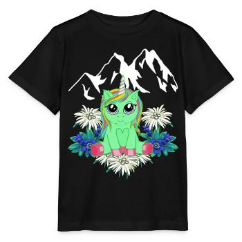 Licorne Flore Alpes Montagnes Horn Peak Printemps - T-shirt bio MINI CREATOR Stanley/Stella Enfant - noir - Devant - Mikhail (115cm)