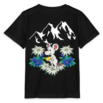 Austria Alps Cheese Enjoyment Swiss Mouse Rodent Child - Stanley/Stella MINI CREATOR Kids’ T-Shirt - black - Front - Mikhail (115cm)
