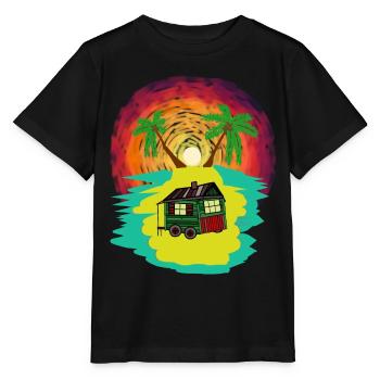 Summer Holiday Island Cabin Trailer Holiday Tourist - Stanley/Stella MINI CREATOR Kids’ T-Shirt - black - Front - Mikhail (115cm)