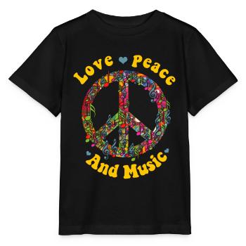 Hippie Peace Groovy Flowerpower Boho Woodstock - Stanley/Stella Kinder T-Shirt MINI CREATOR  - Schwarz - Vorne - Mikhail (115cm)