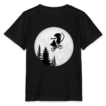 Alien in the bike basket Funny Moon Silhouette - Stanley/Stella MINI CREATOR Kids’ T-Shirt - black - Front - Mikhail (115cm)