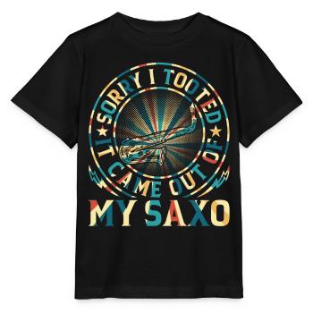Désolé d’avoir dit qu’il est sorti de mon saxophone - saxophones - T-shirt bio MINI CREATOR Stanley/Stella Enfant - noir - Devant - Mikhail (115cm)