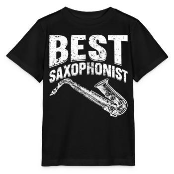 Best Saxophonist Saxophone Instrument Sax Musician - Stanley/Stella Kinder T-Shirt MINI CREATOR  - Schwarz - Vorne - Mikhail (115cm)
