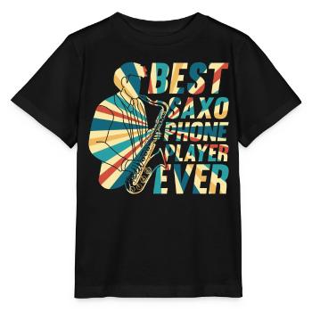 Meilleur joueur de téléphone Saxo Jamais Saxophoniste Musicien P - T-shirt bio MINI CREATOR Stanley/Stella Enfant - noir - Devant - Mikhail (115cm)