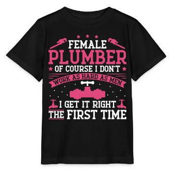 Plumbing Plumber Female Female - Stanley/Stella MINI CREATOR Kids’ T-Shirt - black - Front - Mikhail (115cm)