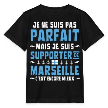 Marseille Football Je ne suis pas parfait mais - T-shirt bio MINI CREATOR Stanley/Stella Enfant - noir - Devant - Mikhail (115cm)