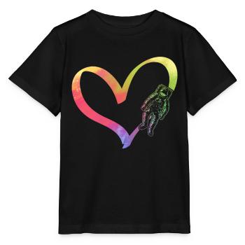 Space Travel Heart Astronaut Aerospace Space Astro - Stanley/Stella MINI CREATOR Kids’ T-Shirt - black - Front - Mikhail (115cm)
