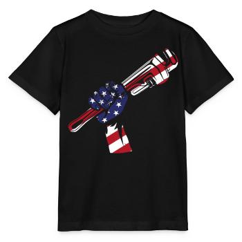Plumbing Plumber Pipe Wrench - Stanley/Stella MINI CREATOR Kids’ T-Shirt - black - Front - Mikhail (115cm)