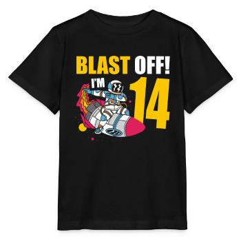 Ich Bin 14 Astronaut Lover Spaceship Happy - Stanley/Stella Kinder T-Shirt MINI CREATOR  - Schwarz - Vorne - Mikhail (115cm)