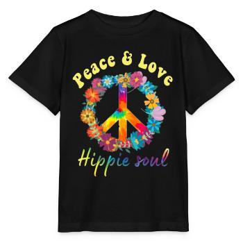 Hippie Peace Groovy Flowerpower Boho Woodstock - Stanley/Stella Kinder T-Shirt MINI CREATOR  - Schwarz - Vorne - Mikhail (115cm)