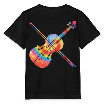 Violin Violinist Tie Dye 80s 90s - Stanley/Stella Kinder T-Shirt MINI CREATOR  - Schwarz - Vorne - Mikhail (115cm)