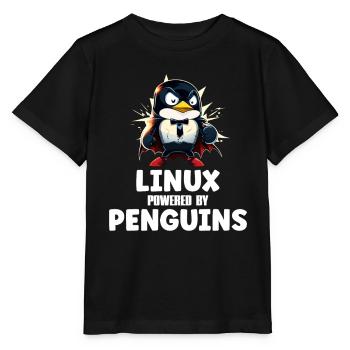 Linux Powered By Penguins - Stanley/Stella Kinder T-Shirt MINI CREATOR  - Schwarz - Vorne - Mikhail (115cm)
