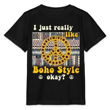 Hippie Peace Groovy Flowerpower Boho Woodstock - Stanley/Stella Kinder T-Shirt MINI CREATOR  - Schwarz - Vorne - Mikhail (115cm)
