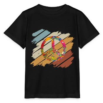 Hippie Peace Groovy Flowerpower Boho Woodstock - T-shirt bio MINI CREATOR Stanley/Stella Enfant - noir - Devant - Mikhail (115cm)