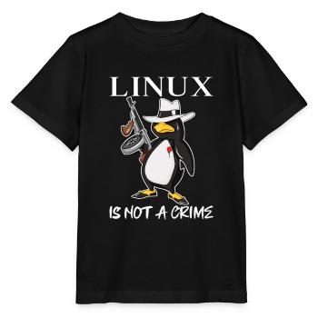 Linux is Not A Crime Tux Linux Penguin Gangster - Stanley/Stella Kinder T-Shirt MINI CREATOR  - Schwarz - Vorne - Mikhail (115cm)