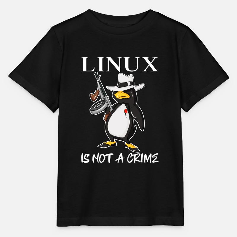 Linux is Not A Crime Tux Linux Penguin Gangster - Stanley/Stella Kinder T-Shirt MINI CREATOR  - Schwarz