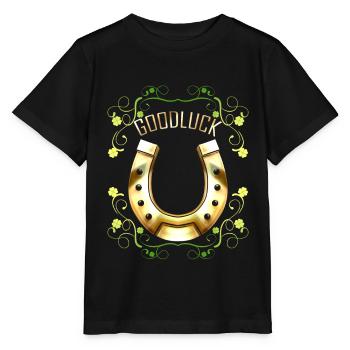 Good Luck With A Golden Horseshoe For Irish St - Stanley/Stella Kinder T-Shirt MINI CREATOR  - Schwarz - Vorne - Mikhail (115cm)