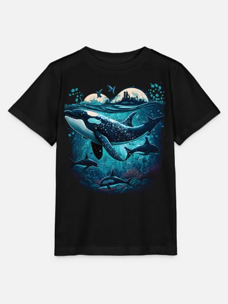 Bunter Schwertwal Wale beobachten Orca Wal - Stanley/Stella Kinder T-Shirt MINI CREATOR  - Schwarz