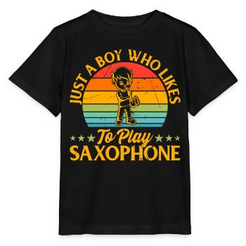 Saxophonist Boy - Just A Boy Who Likes To Pay Saxo - T-shirt bio MINI CREATOR Stanley/Stella Enfant - noir - Devant - Mikhail (115cm)