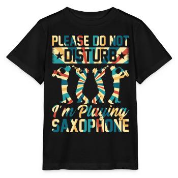 S’il vous plaît ne pas déranger Je joue du saxophone - Saxo - T-shirt bio MINI CREATOR Stanley/Stella Enfant - noir - Devant - Mikhail (115cm)