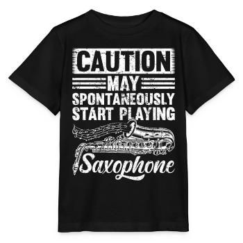 Caution May Spontaneously Start Playing Saxophones - Stanley/Stella MINI CREATOR Kids’ T-Shirt - black - Front - Mikhail (115cm)
