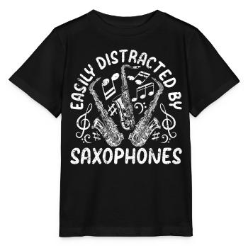 Easily Distracted By Saxophones - Saxophone Player - Stanley/Stella MINI CREATOR Kids’ T-Shirt - black - Front - Mikhail (115cm)