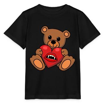 Teddy Herz Vampir Horror Halloween Blutsauger - Stanley/Stella Kinder T-Shirt MINI CREATOR  - Schwarz - Vorne - Mikhail (115cm)