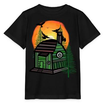 Waldbewohner Naturliebhaber Hütte Tiny Hütte Haus - Stanley/Stella Kinder T-Shirt MINI CREATOR  - Schwarz - Vorne - Mikhail (115cm)