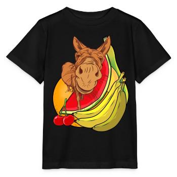 Donkey ungulates Mulie mule summer fruits fruit - Stanley/Stella MINI CREATOR Kids’ T-Shirt - black - Front - Mikhail (115cm)