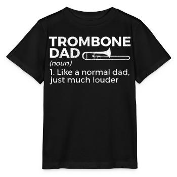 Trombone Musicien Brass Band - T-shirt bio MINI CREATOR Stanley/Stella Enfant - noir - Devant - Mikhail (115cm)