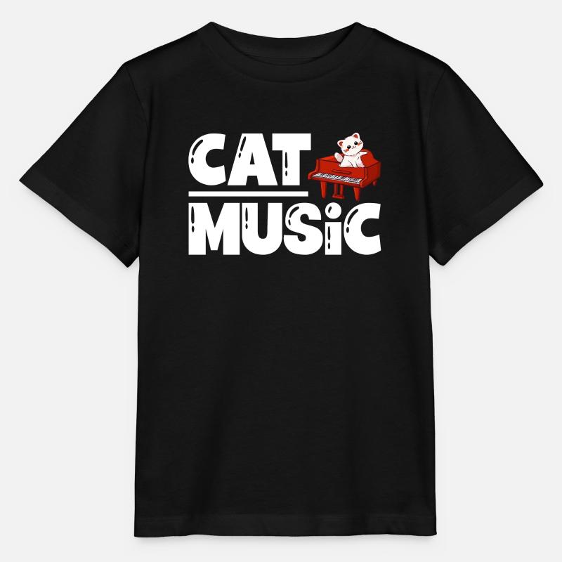 Pianiste de musique de chat Chuchoteur de chat Kitty Lover - T-shirt bio MINI CREATOR Stanley/Stella Enfant - noir
