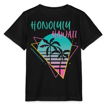 Honolulu Hawaii Palms Retro Ocean Surfing - Stanley/Stella MINI CREATOR Kids’ T-Shirt - black - Front - Mikhail (115cm)