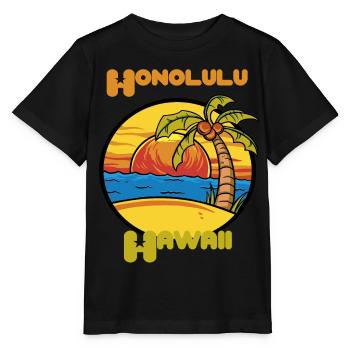 Honolulu Sunset Holiday Hawaii Palms Ozea - Stanley/Stella MINI CREATOR Kids’ T-Shirt - black - Front - Mikhail (115cm)