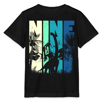 Brachiosaurus 9 ans Garçon 9ème anniversaire - T-shirt bio MINI CREATOR Stanley/Stella Enfant - noir - Devant - Mikhail (115cm)