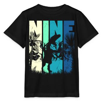 Deinonychus 9 years old Boy 9th birthday - Stanley/Stella MINI CREATOR Kids’ T-Shirt - black - Front - Mikhail (115cm)