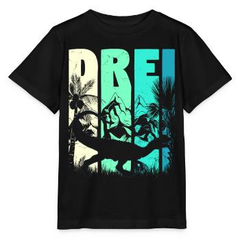 Dilophosaurus 3 Jahre Alt Junge 3. Geburtstag - Stanley/Stella Kinder T-Shirt MINI CREATOR  - Schwarz - Vorne - Mikhail (115cm)