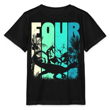 Dilophosaurus 4 ans Garçon 4ème anniversaire - T-shirt bio MINI CREATOR Stanley/Stella Enfant - noir - Devant - Mikhail (115cm)