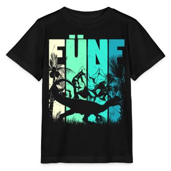 Dilophosaurus 5 Jahre Alt Junge 5. Geburtstag - Stanley/Stella Kinder T-Shirt MINI CREATOR  - Schwarz - Vorne - Mikhail (115cm)