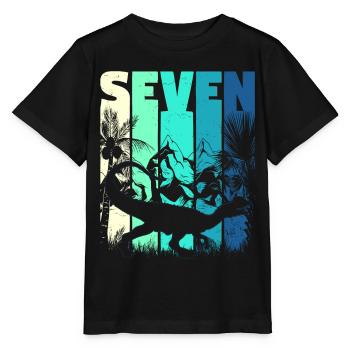 Dilophosaurus 7 ans Garçon 7ème anniversaire - T-shirt bio MINI CREATOR Stanley/Stella Enfant - noir - Devant - Mikhail (115cm)