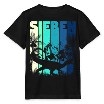Dilophosaurus 7 Jahre Alt Junge 7. Geburtstag - Stanley/Stella Kinder T-Shirt MINI CREATOR  - Schwarz - Vorne - Mikhail (115cm)