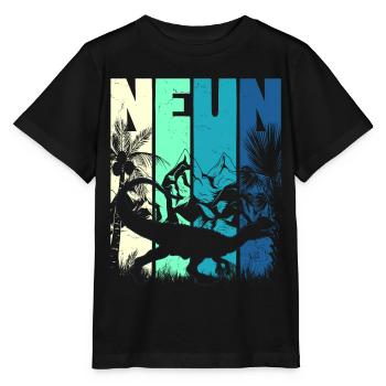 Dilophosaurus 9 Jahre Alt Junge 9. Geburtstag - Stanley/Stella Kinder T-Shirt MINI CREATOR  - Schwarz - Vorne - Mikhail (115cm)