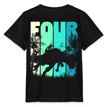 Pachycephalosaurus 4 Jahre Alt Junge 4. Geburtstag - Stanley/Stella Kinder T-Shirt MINI CREATOR  - Schwarz - Vorne - Mikhail (115cm)