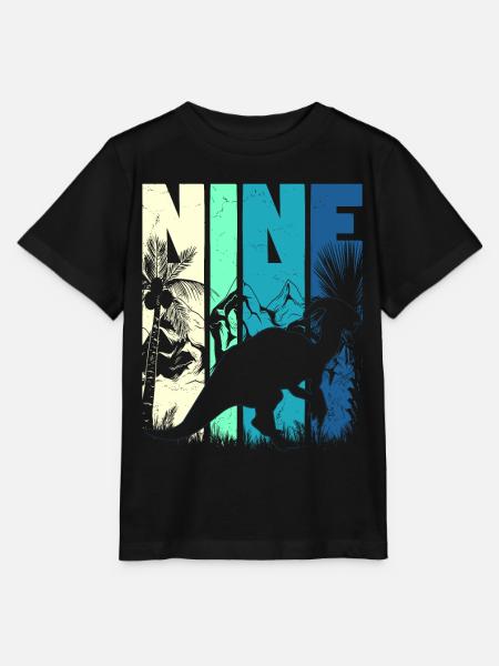 Parasaurolophus 9 Jahre Alt Junge 9. Geburtstag - Stanley/Stella Kinder T-Shirt MINI CREATOR  - Schwarz