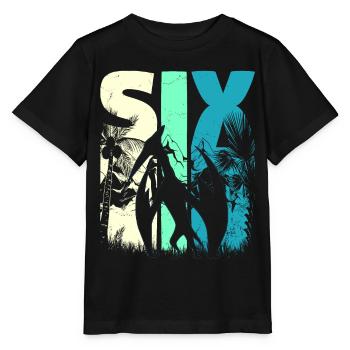 Pterodactyl 6 Years Old Boy 6th Birthday Retro - Stanley/Stella MINI CREATOR Kids’ T-Shirt - black - Front - Mikhail (115cm)