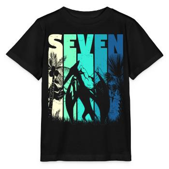 Pterodactyl 7 Years Old Boy 7th Birthday Retro - Stanley/Stella MINI CREATOR Kids’ T-Shirt - black - Front - Mikhail (115cm)