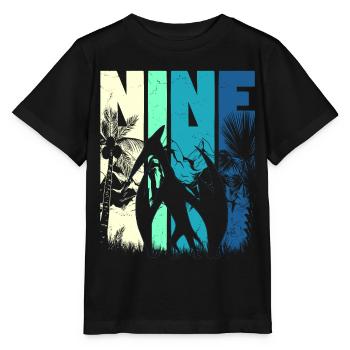 Pterodactyl 9 Years Old Boy 9th Birthday Retro - Stanley/Stella MINI CREATOR Kids’ T-Shirt - black - Front - Mikhail (115cm)