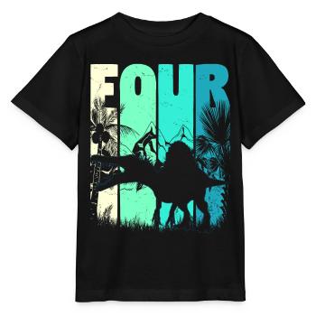 Spinosaurus 4 ans Garçon 4ème anniversaire rétro - T-shirt bio MINI CREATOR Stanley/Stella Enfant - noir - Devant - Mikhail (115cm)