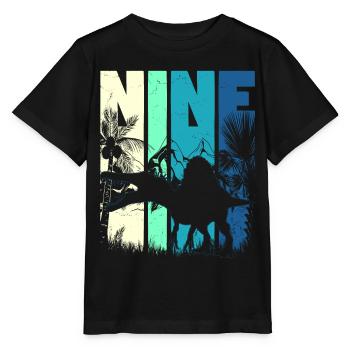 Spinosaurus 9 ans garçon 9ème anniversaire rétro - T-shirt bio MINI CREATOR Stanley/Stella Enfant - noir - Devant - Mikhail (115cm)